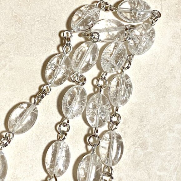 Clear Crackle Quartz Necklace, Genuine Tumbled Gemstone - Picture 9 of 13